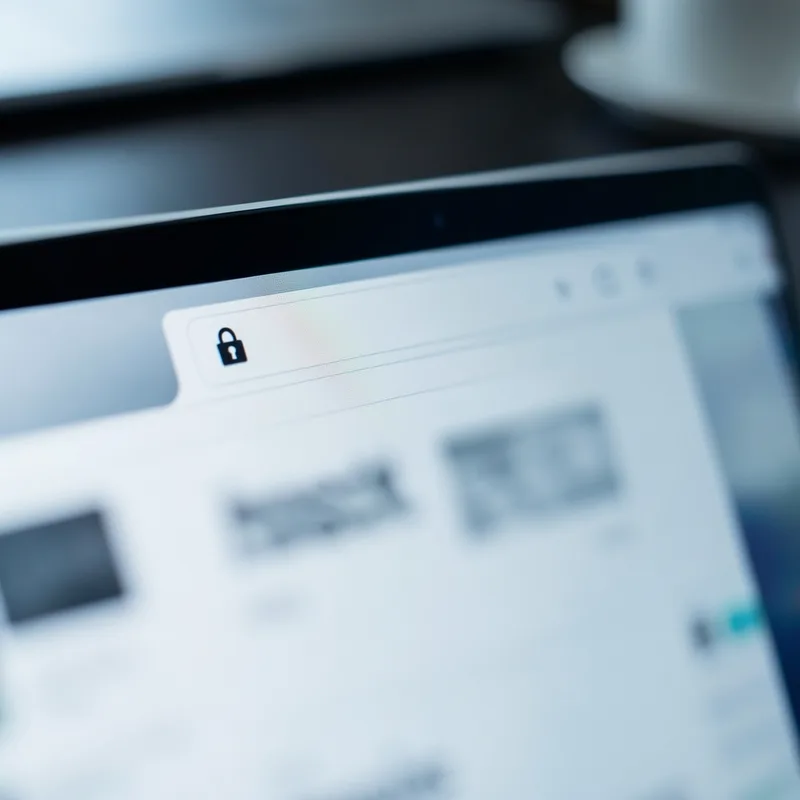 Écran d&rsquo;ordinateur portable affichant un cadenas de connexion sécurisée sur une page web