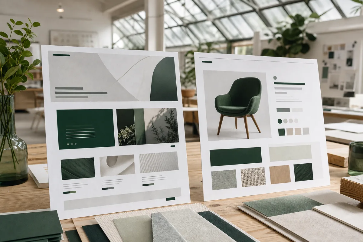 Comparaison visuelle entre une page de présentation d&rsquo;entreprise et une fiche produit
